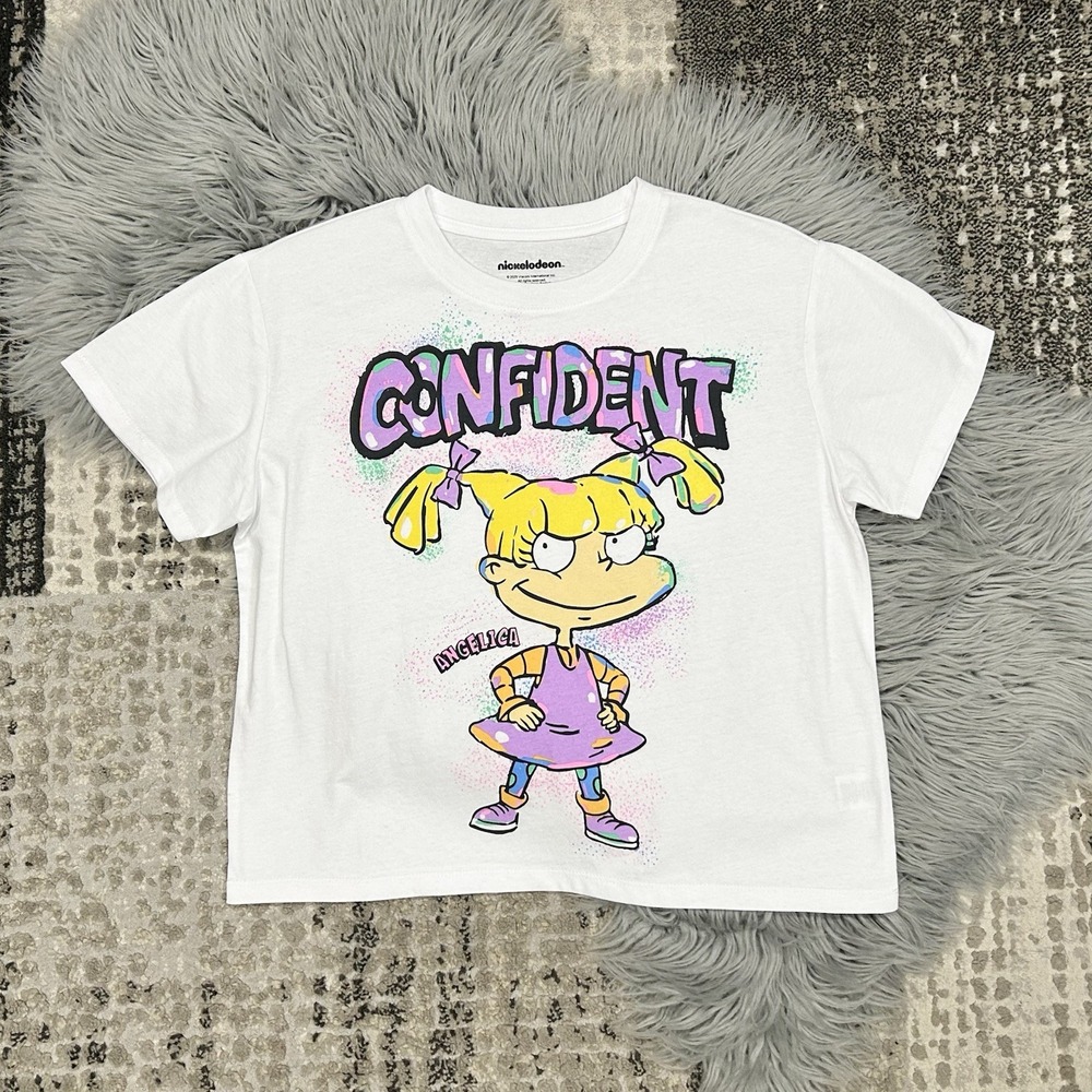Nickelodeon Women's Cropped Y2K Style Rugrats Angelica "Confident" Size Med‎ NEW